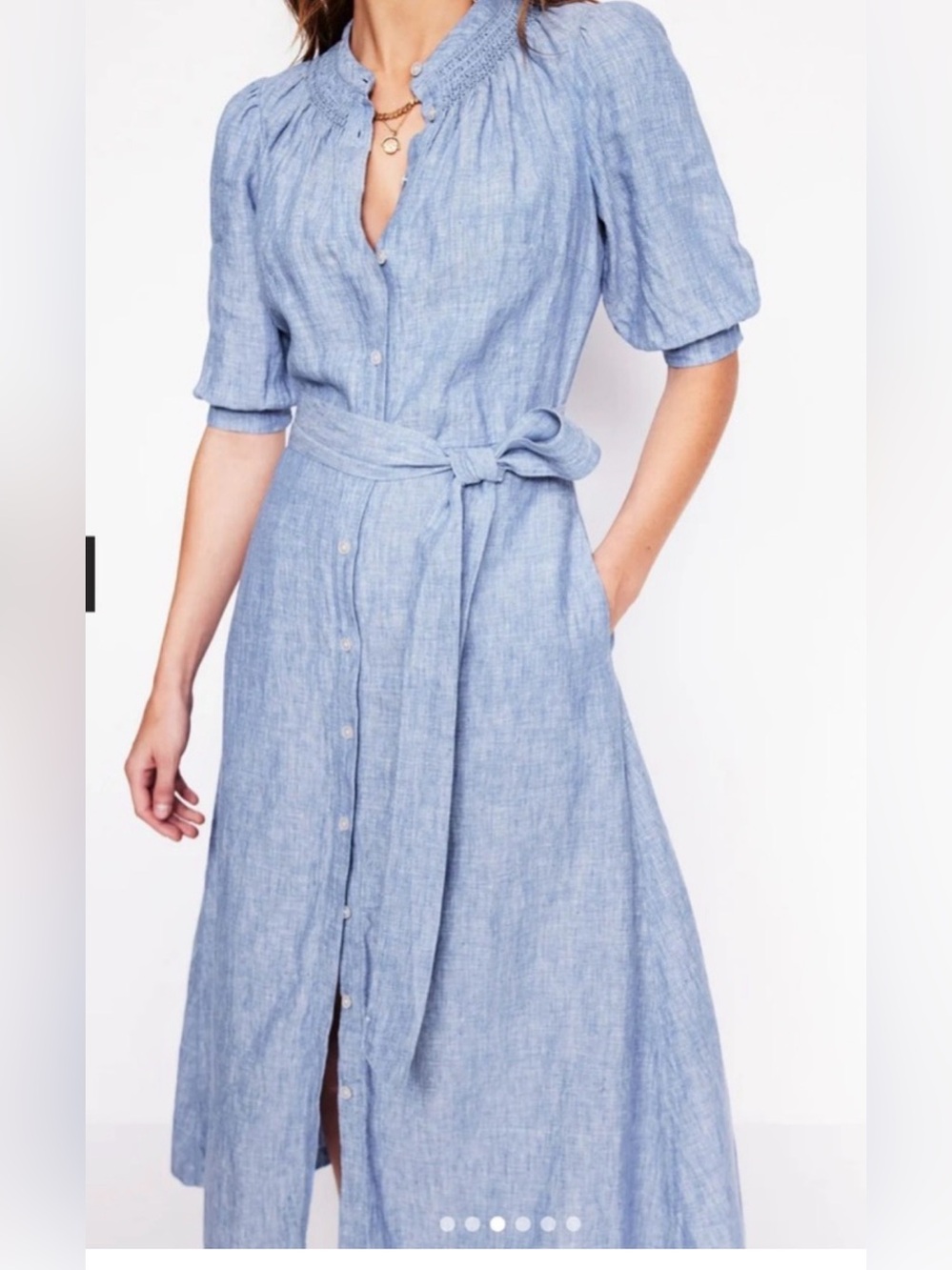 Boden linen Ana midi dress chambray 8p